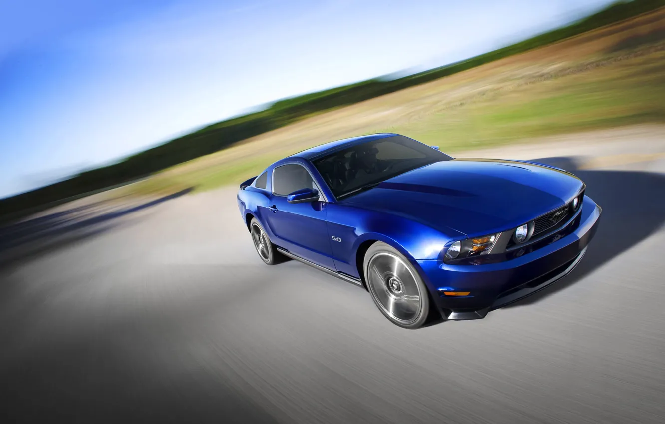 Photo wallpaper Road, mustang, blur, ford, muscle car