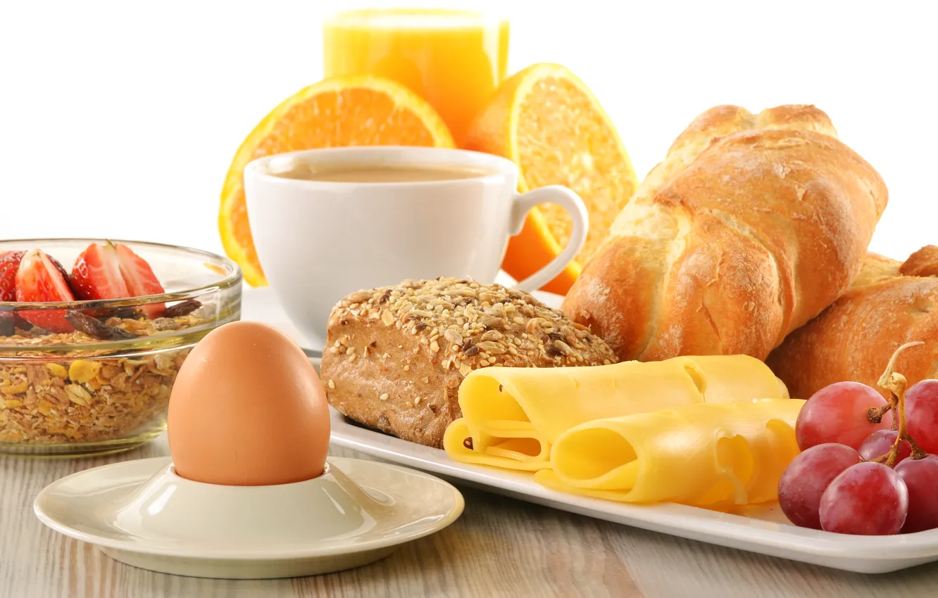 Photo wallpaper coffee, eggs, Breakfast, cheese, fruit, good morning