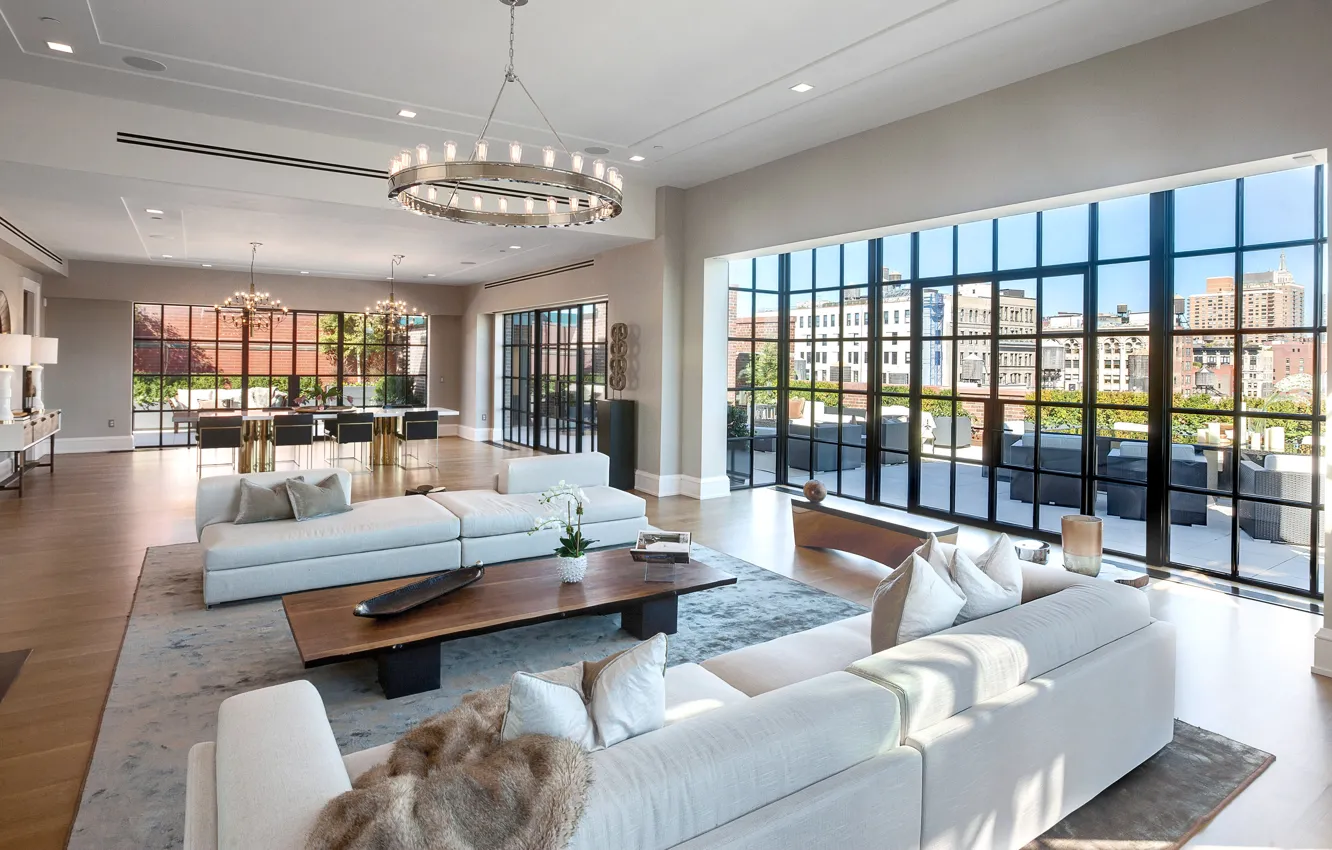 Photo wallpaper the city, interior, penthouse, living space