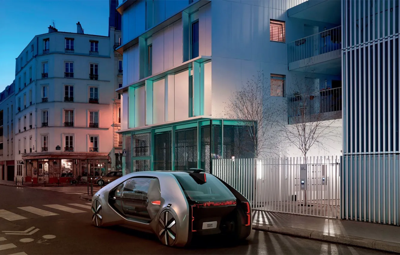Photo wallpaper machine, street, the evening, Renault, electric cars, Renault EZ-GO