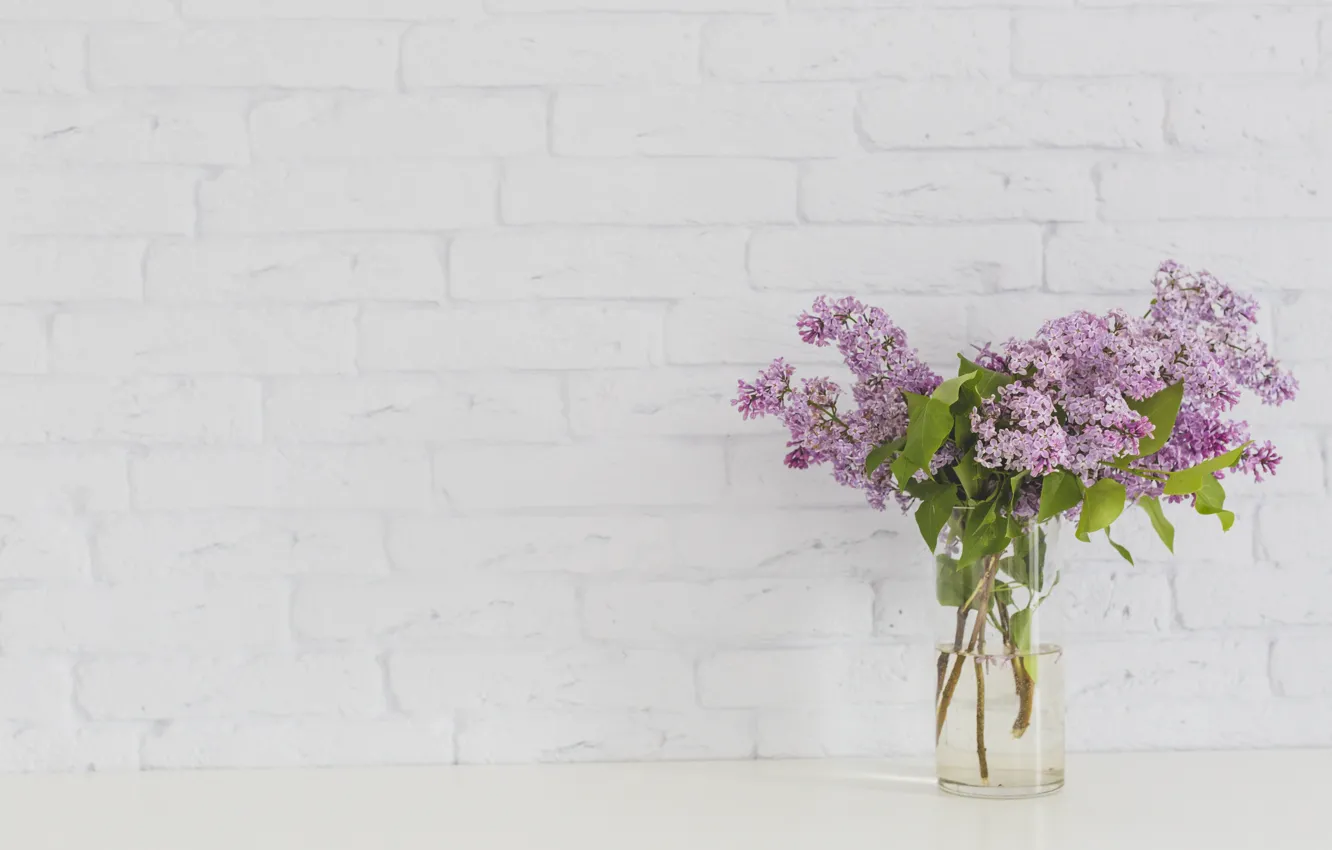 Photo wallpaper flowers, bouquet, vase, lilac