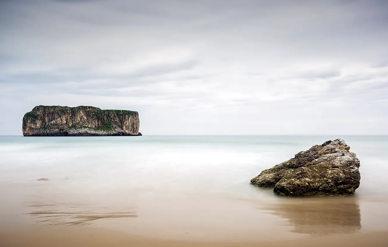 Photo wallpaper sea, landscape, rocks, Spain, Andrín, Asturias