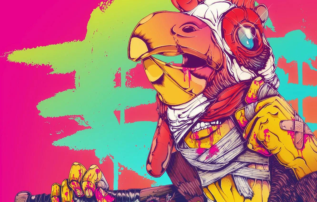 Photo wallpaper background, blood, the game, Miami, brush, characters, cock, Richard