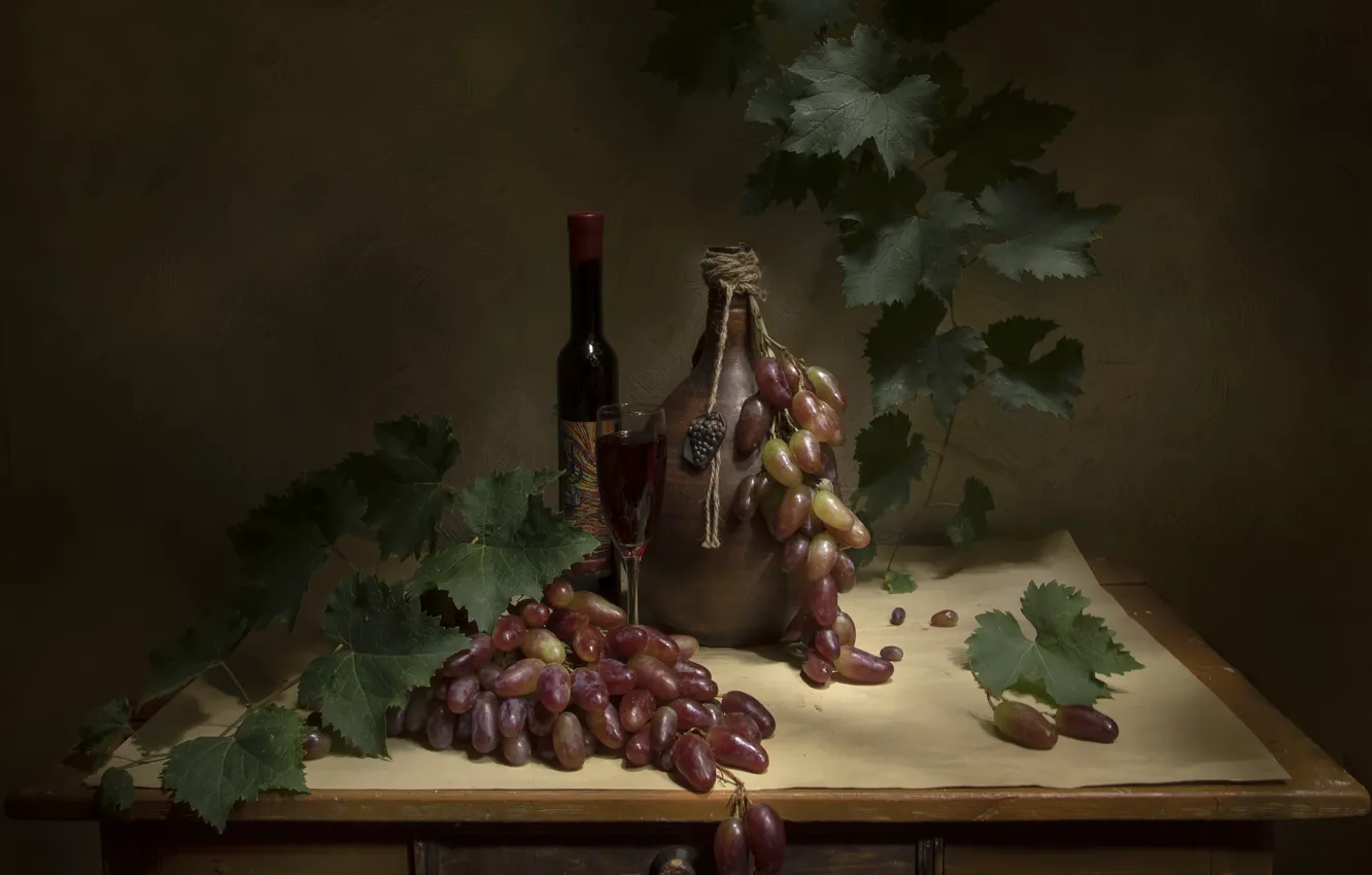 Photo wallpaper berries, grapes, decanter