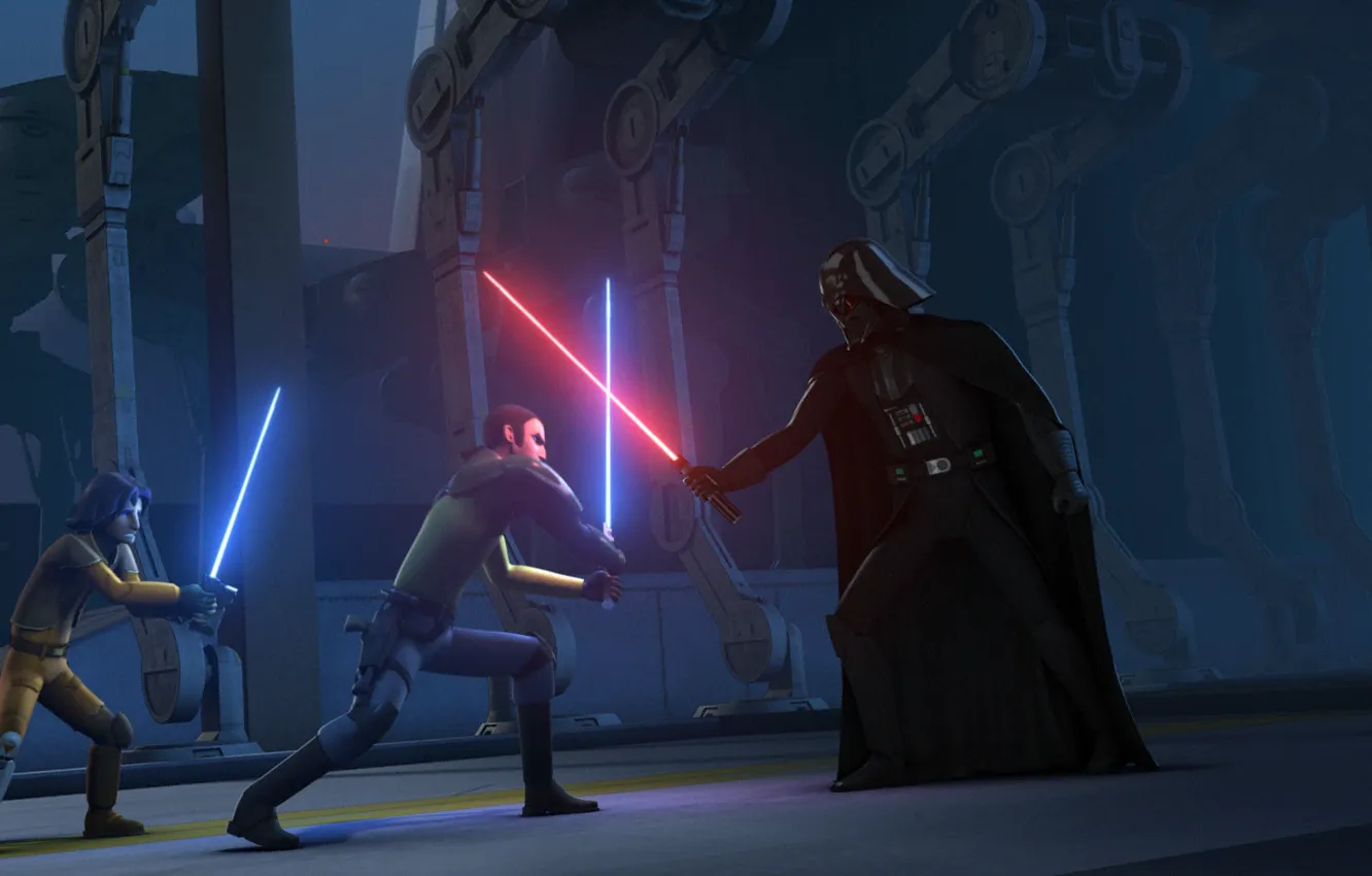 Photo wallpaper Star wars: Rebels, Star Wars: Rebels, The Siege of Lothal, Kanan and Ezra face Darth …