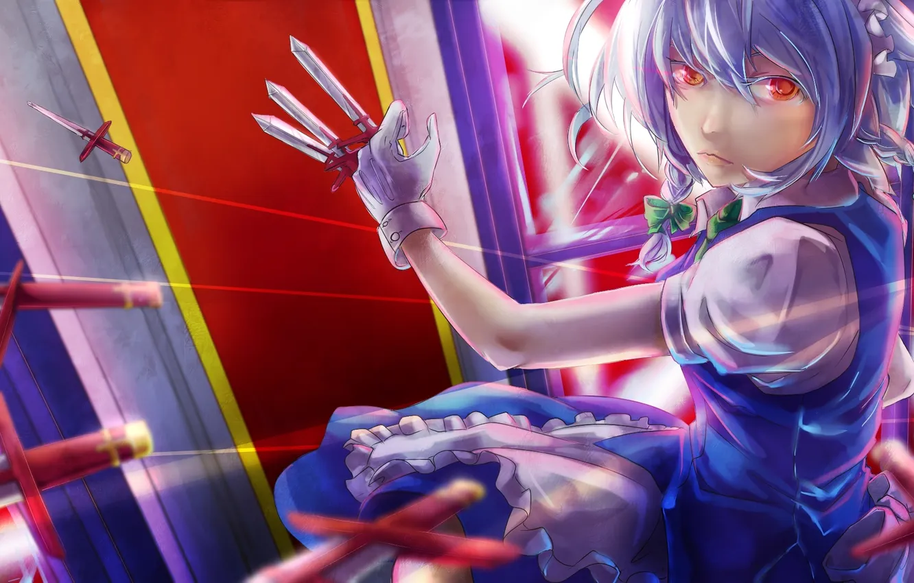 Photo wallpaper girl, weapons, art, knife, touhou, the maid, Izayoi Sakuya, 23ichiya
