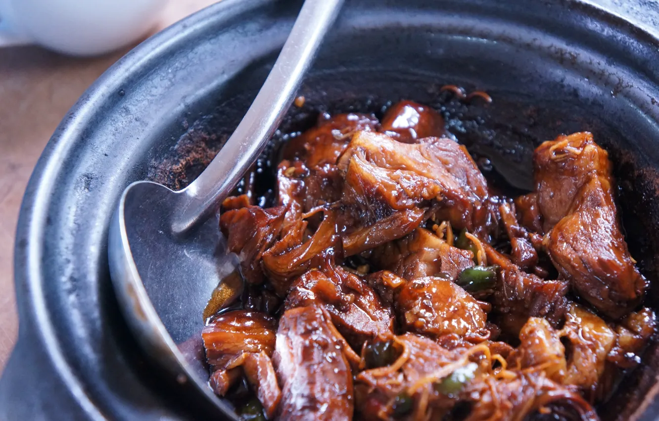 Photo wallpaper food, food, meat, dish, ladle