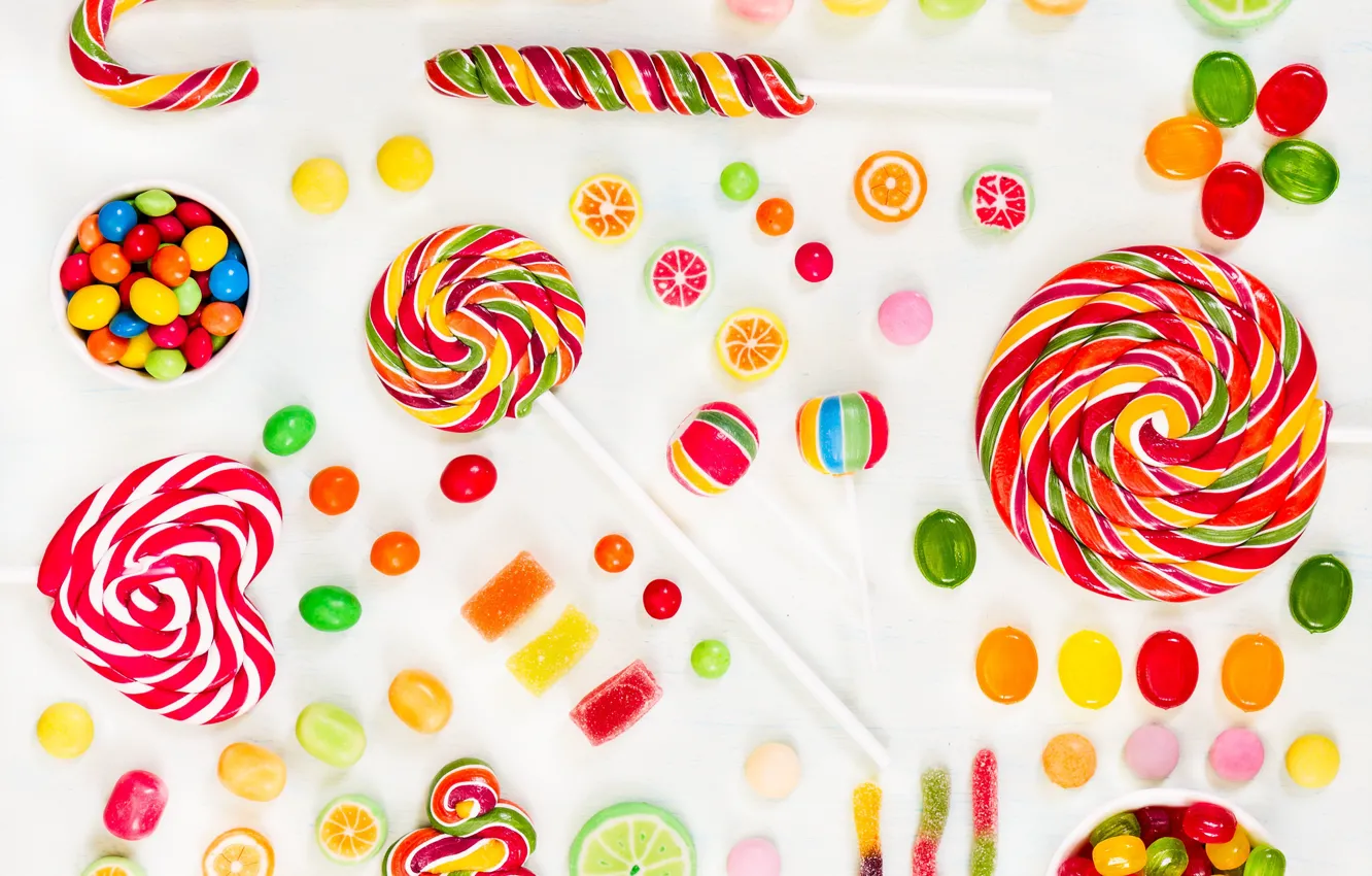 Photo wallpaper colorful, candy, sweets, lollipops, sweet, candy, Lollipop