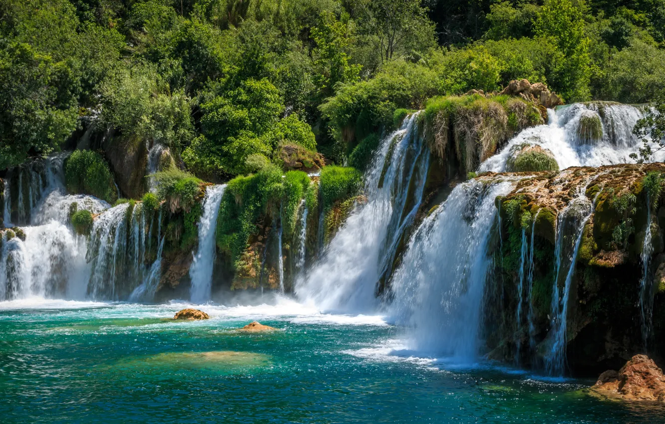 Photo wallpaper waterfalls, Croatia, Krka National Park