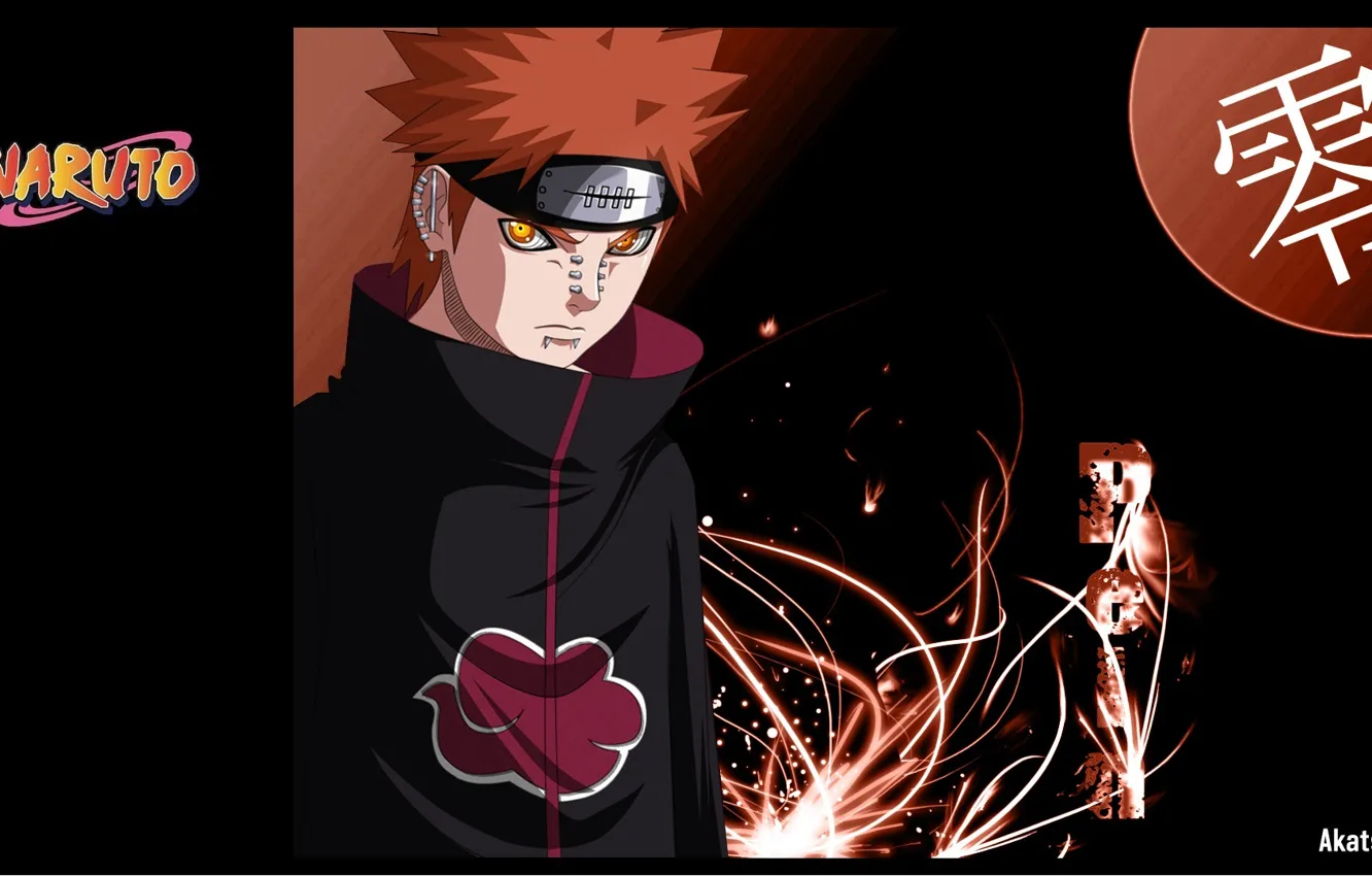 Photo wallpaper look, piercing, red, collar, headband, cloak, Naruto, akatsuki