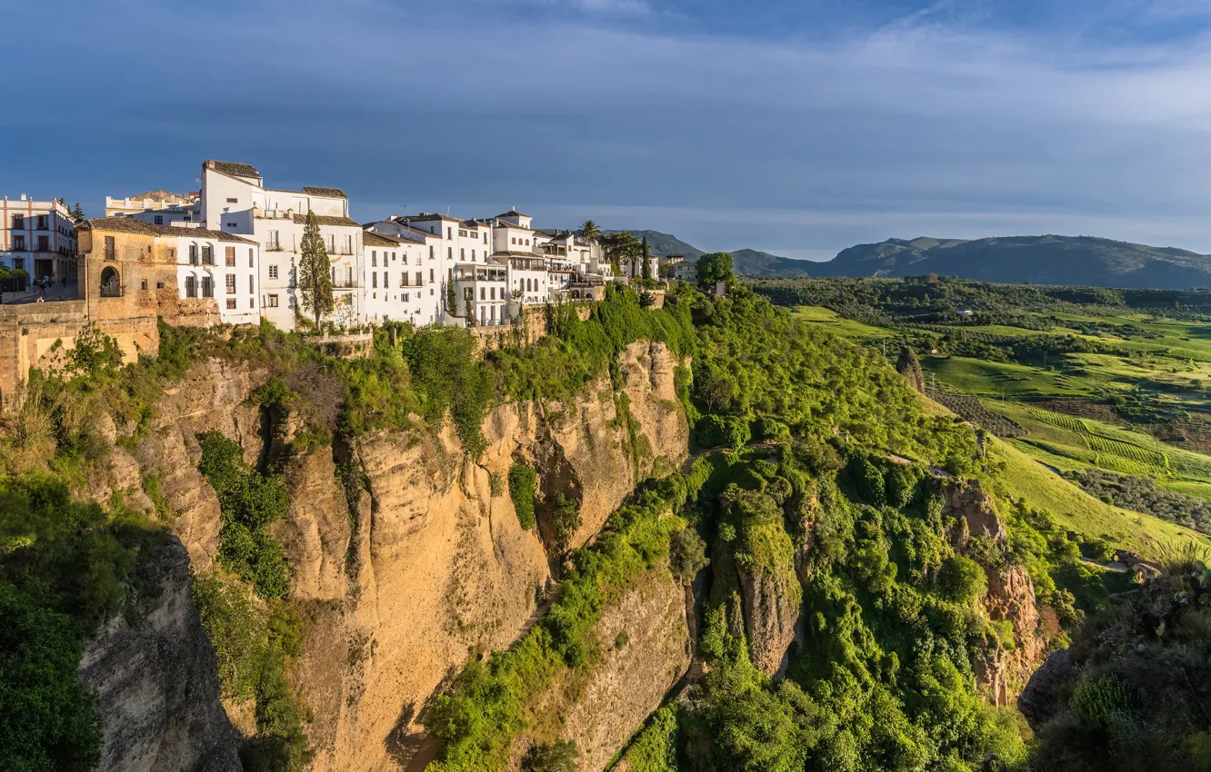Photo wallpaper rocks, building, home, canyon, Spain, Spain, Andalusia, Andalusia