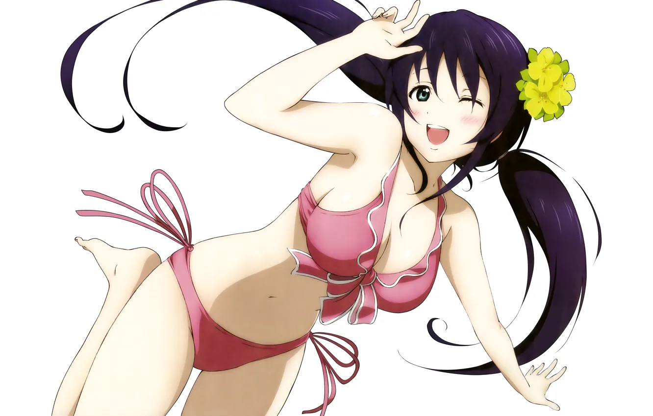 Photo wallpaper girl, sexy, cleavage, long hair, boobs, anime, beautiful, pretty