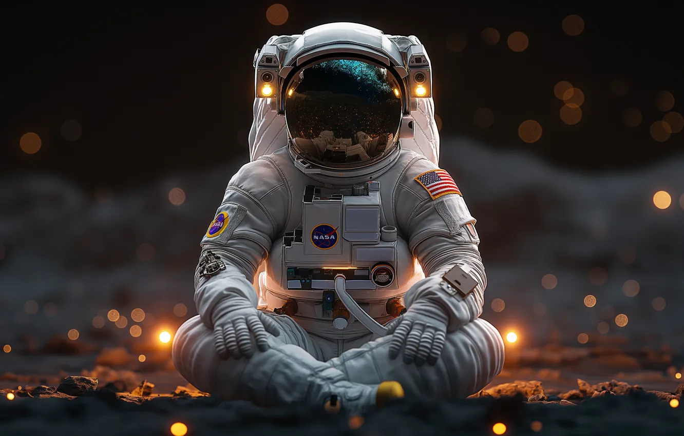 Photo wallpaper space, wallpaper, Galaxy, astronaut, month, AI Art