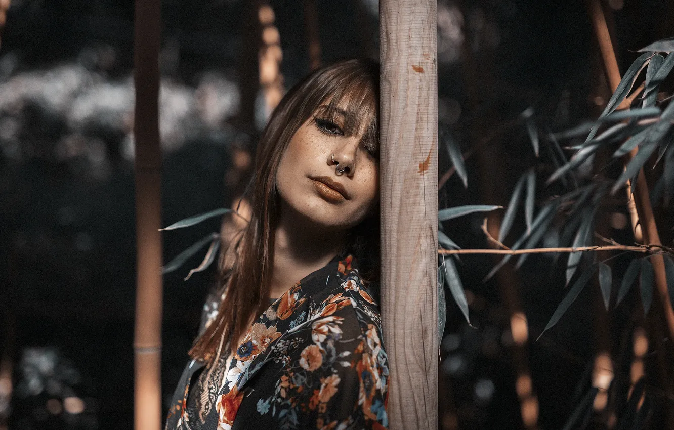 Photo wallpaper look, girl, face, style, model, piercing