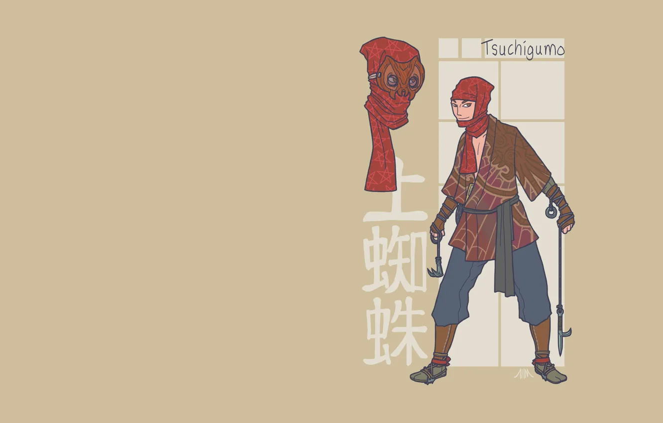 Photo wallpaper spider-man, Japan, minimalism, styling, parody, ninja, spy, comics