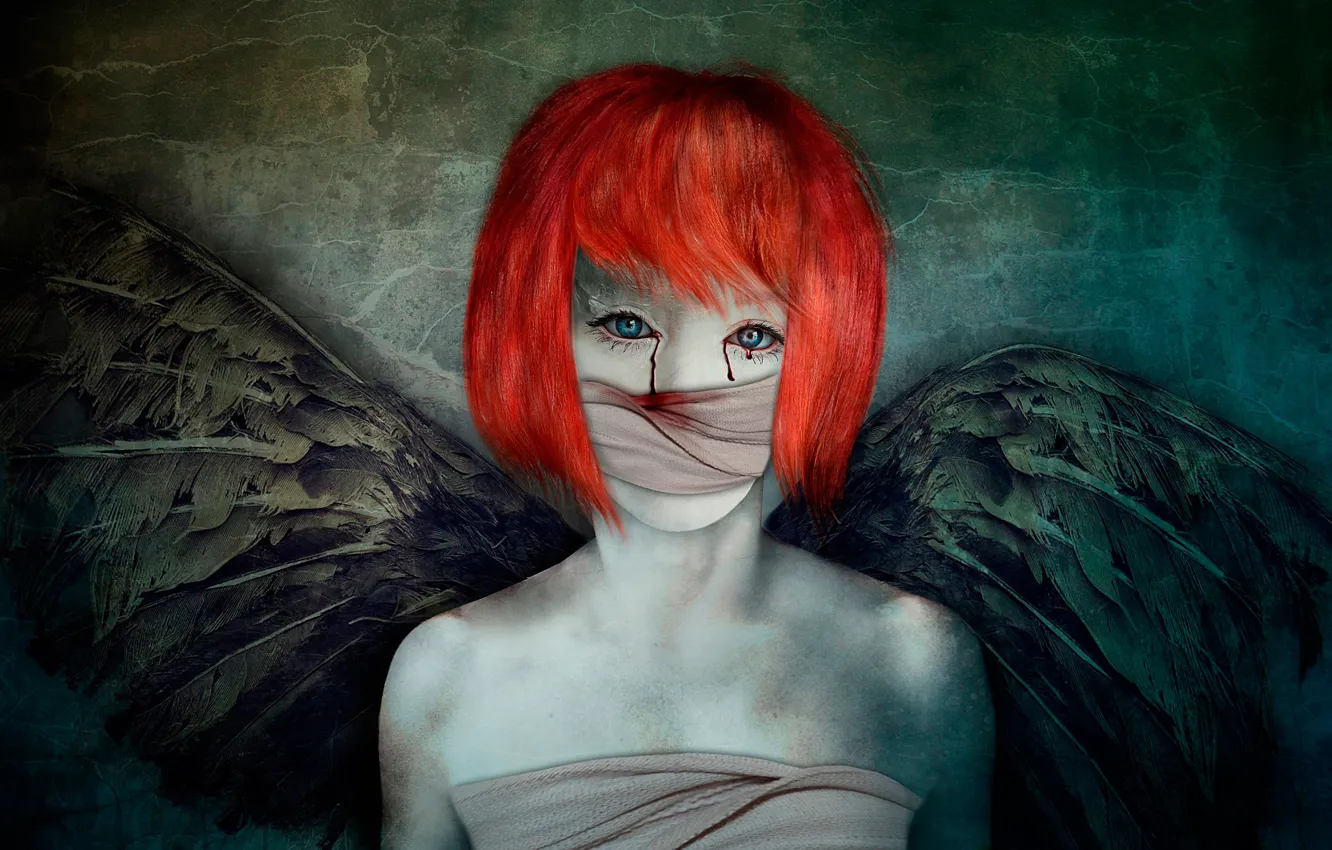 Photo wallpaper girl, fantasy, wings, art