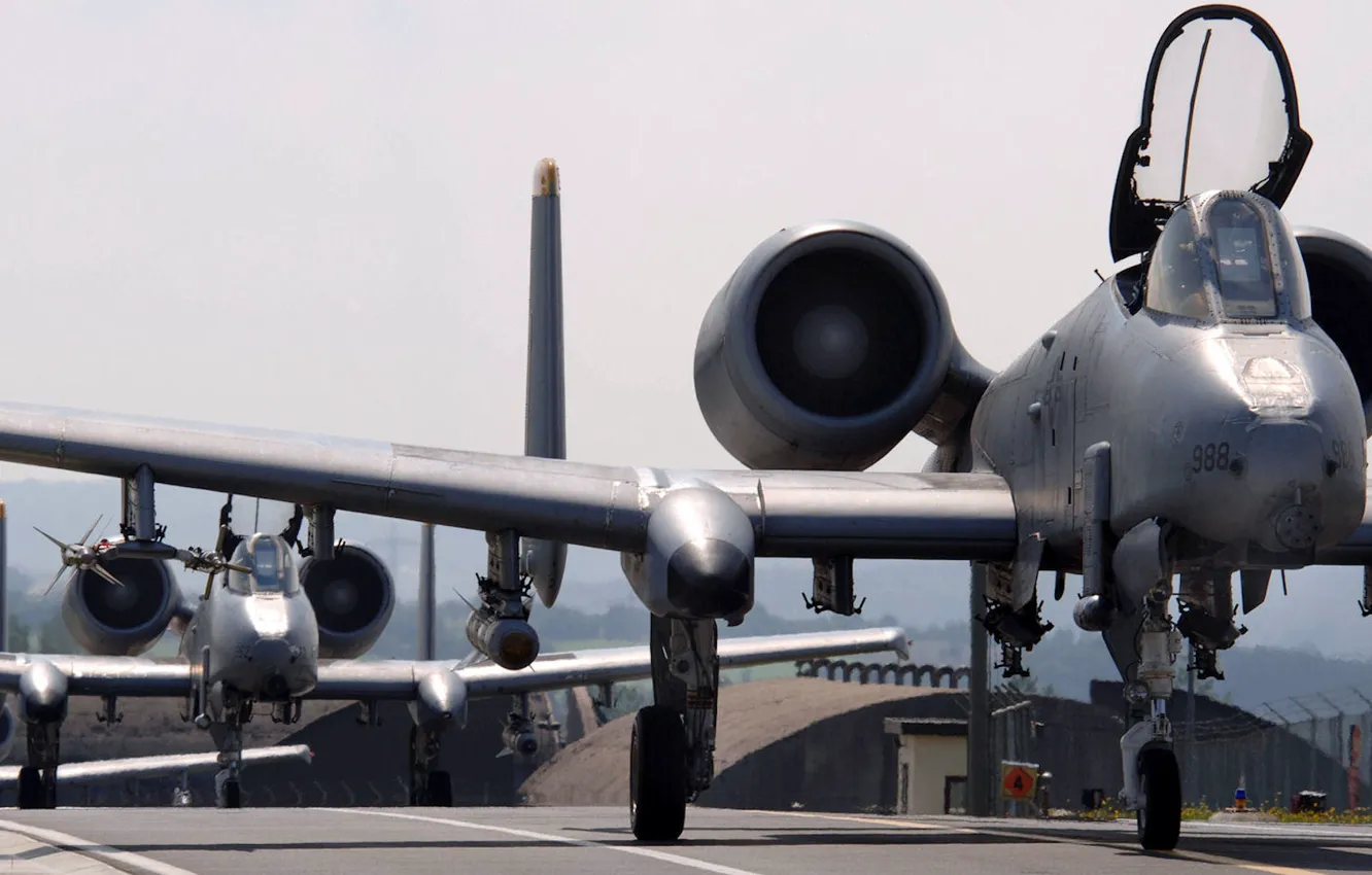 Photo wallpaper Fairchild, Thunderbolt II, American single twin-engine attack aircraft, Warthog, Republic A-10