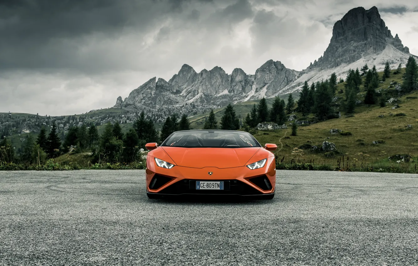 Photo wallpaper Lamborghini, Front, Huracan, Lamborghini Huracan, Evo Spyder, Lamborghini Huracan EVO Spyder