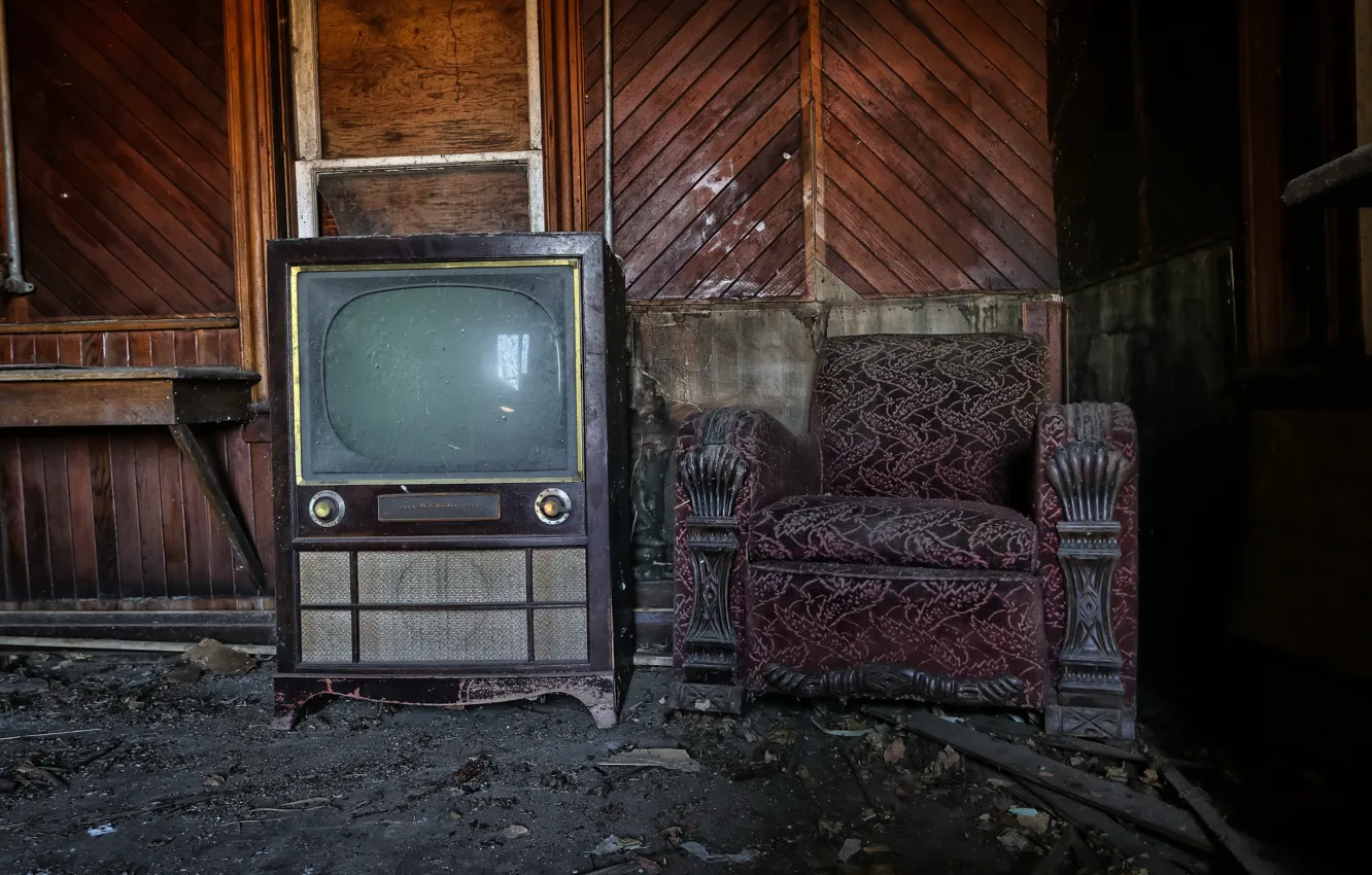 Photo wallpaper room, chair, TV