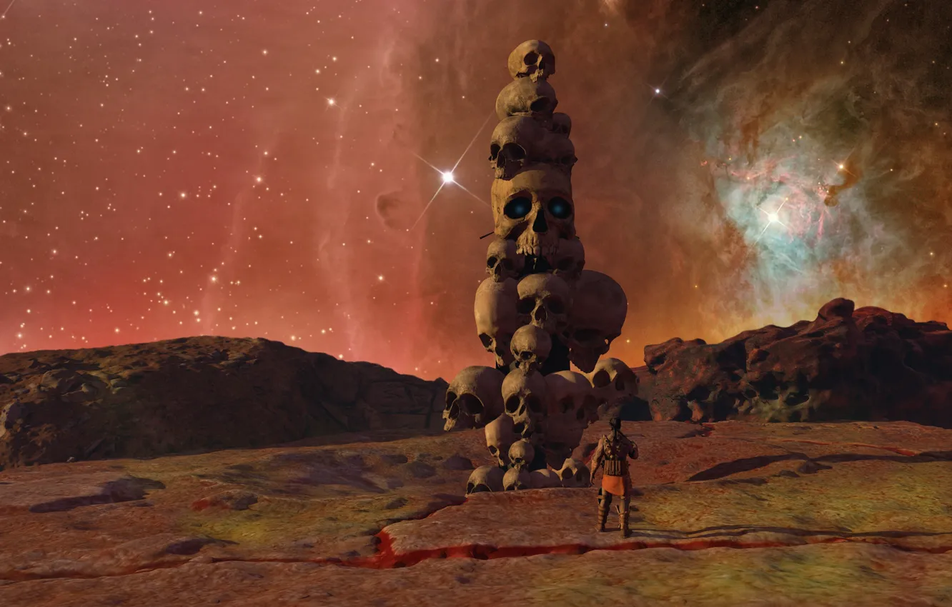 Photo wallpaper stars, people, skull, totem, Torment