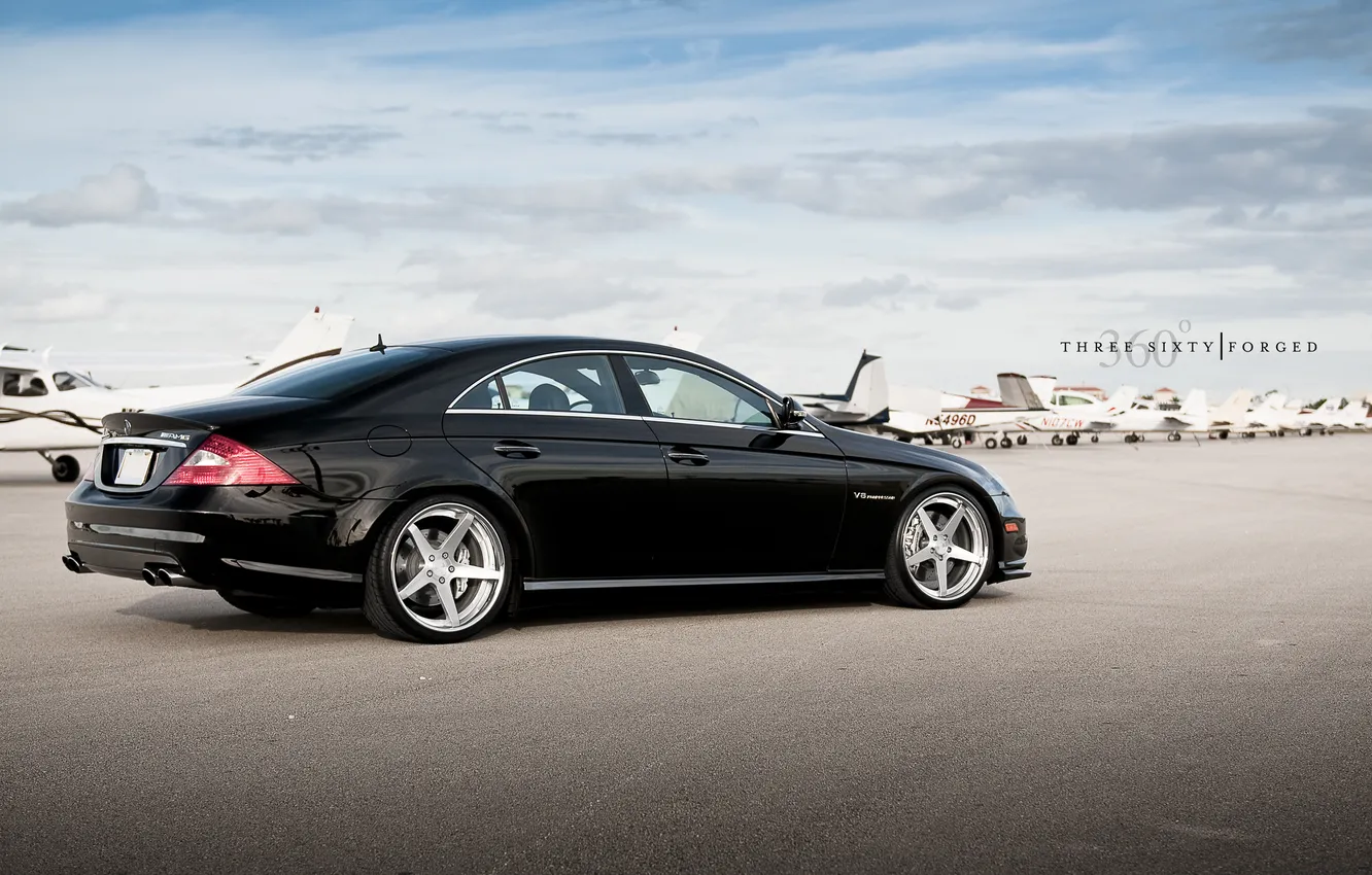 Photo wallpaper black, Mercedes-Benz, C219, black, Mercedes, AMG, aircraft, the rear part