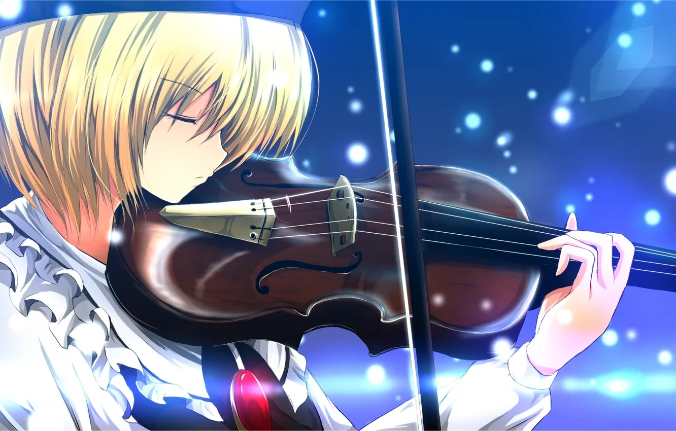 Photo wallpaper girl, violin, art, profile, touhou, musical instrument, nekominase, lunasa prismriver