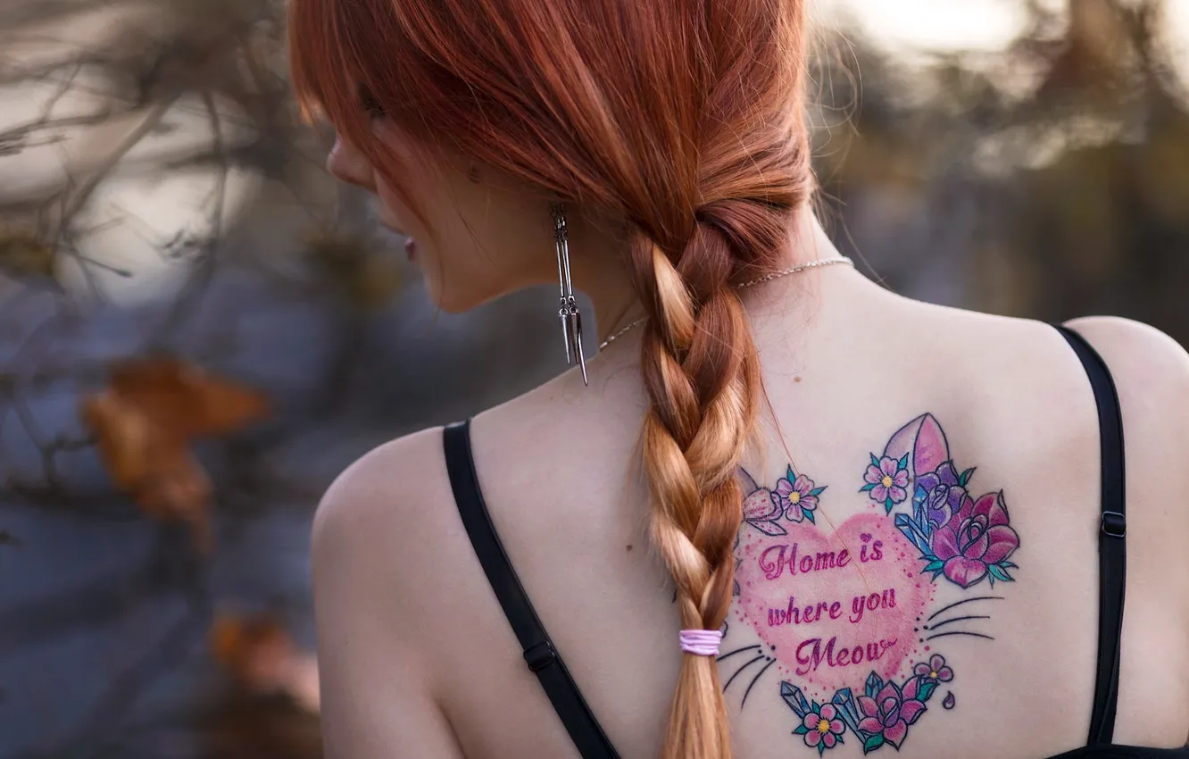 Photo wallpaper girl, pose, tattoo