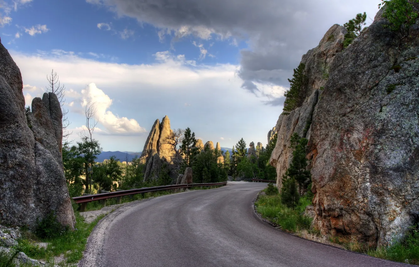 Photo wallpaper road, landscape, mountains