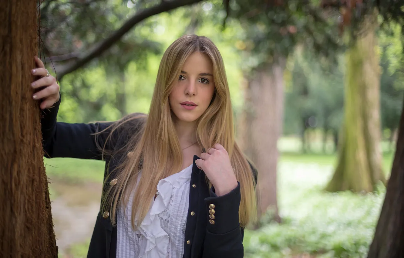 Photo wallpaper look, girl, pose, hair, blonde