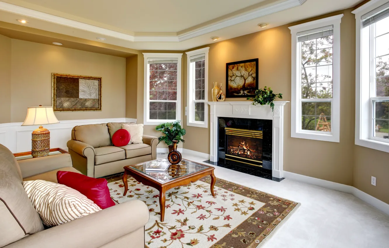 Photo wallpaper design, style, room, Villa, home, interior, living room