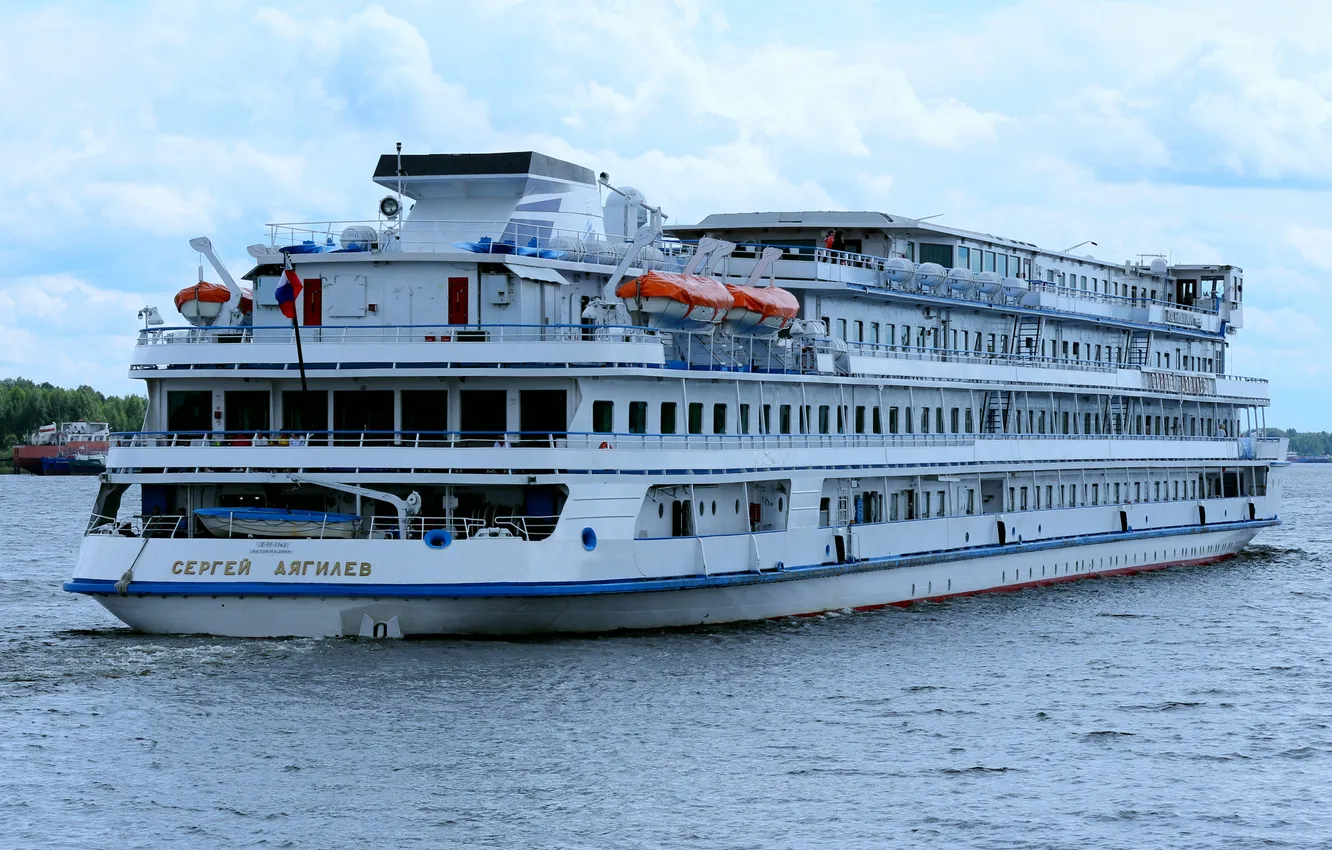 Photo wallpaper liner, ship, cruise, river