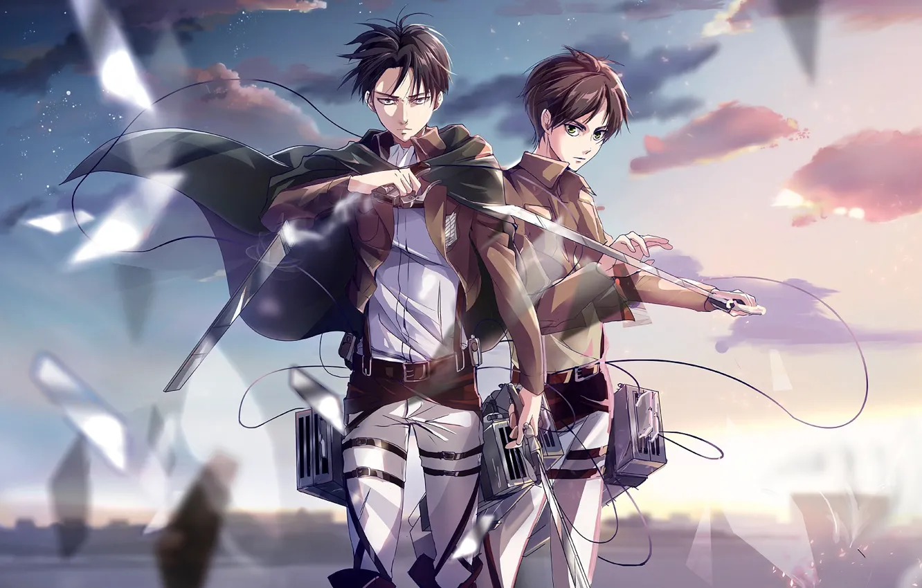 Photo wallpaper guys, Eren, Attack Of The Titans, Shingeki No Kyojin, Levi