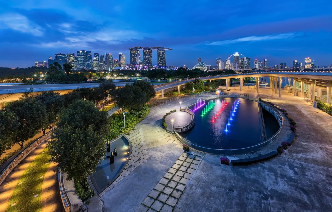 Photo wallpaper night, the city, pool, Singapore, Singapore
