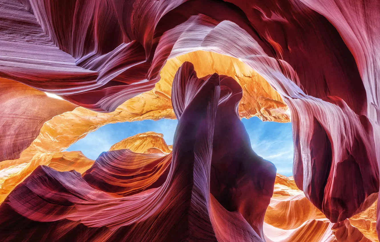 Photo wallpaper the sky, landscape, paint, AZ, gorge, USA, antelope canyon