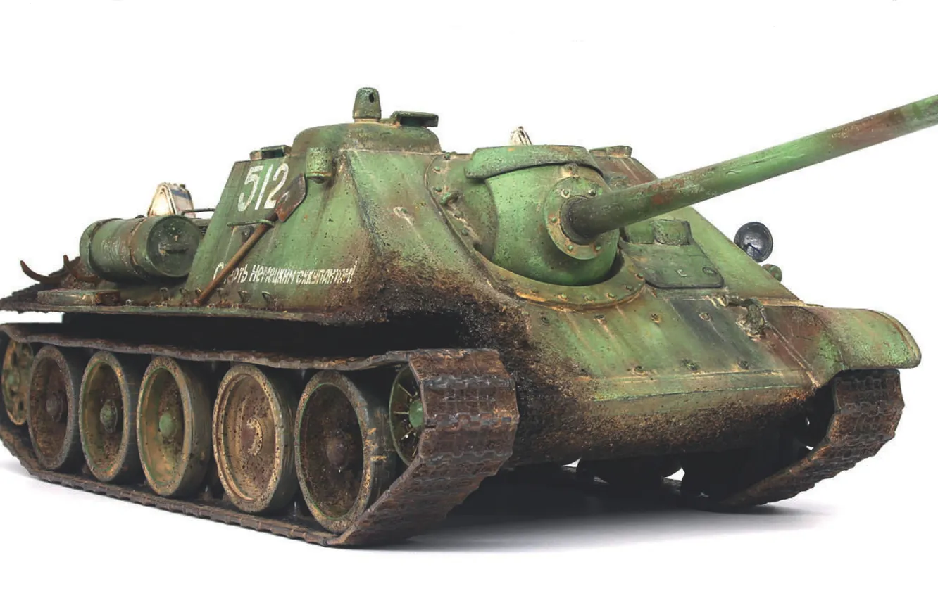 Photo wallpaper toy, white background, USSR, SAU, model, SU-85, Soviet self-propelled guns, 85 mm D-5SV5