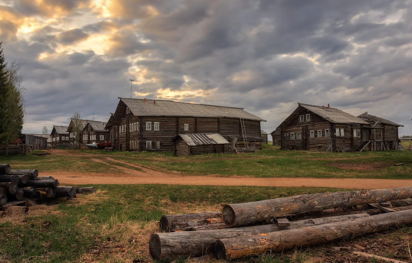 Photo wallpaper village, Arkhangelsk oblast, Kimzha