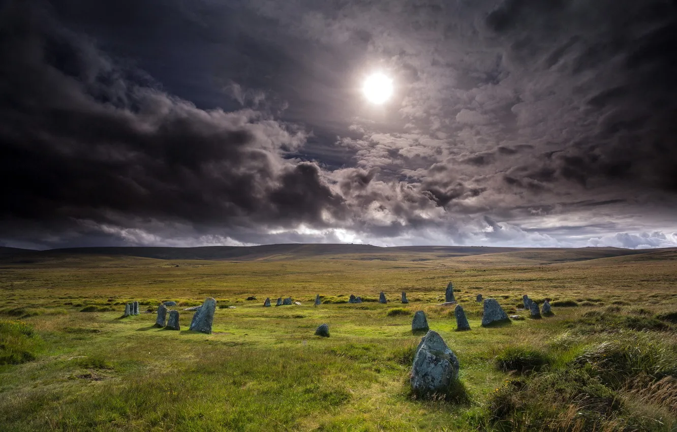 Photo wallpaper England, Gidleigh, Scorhill Circle Dartmoor