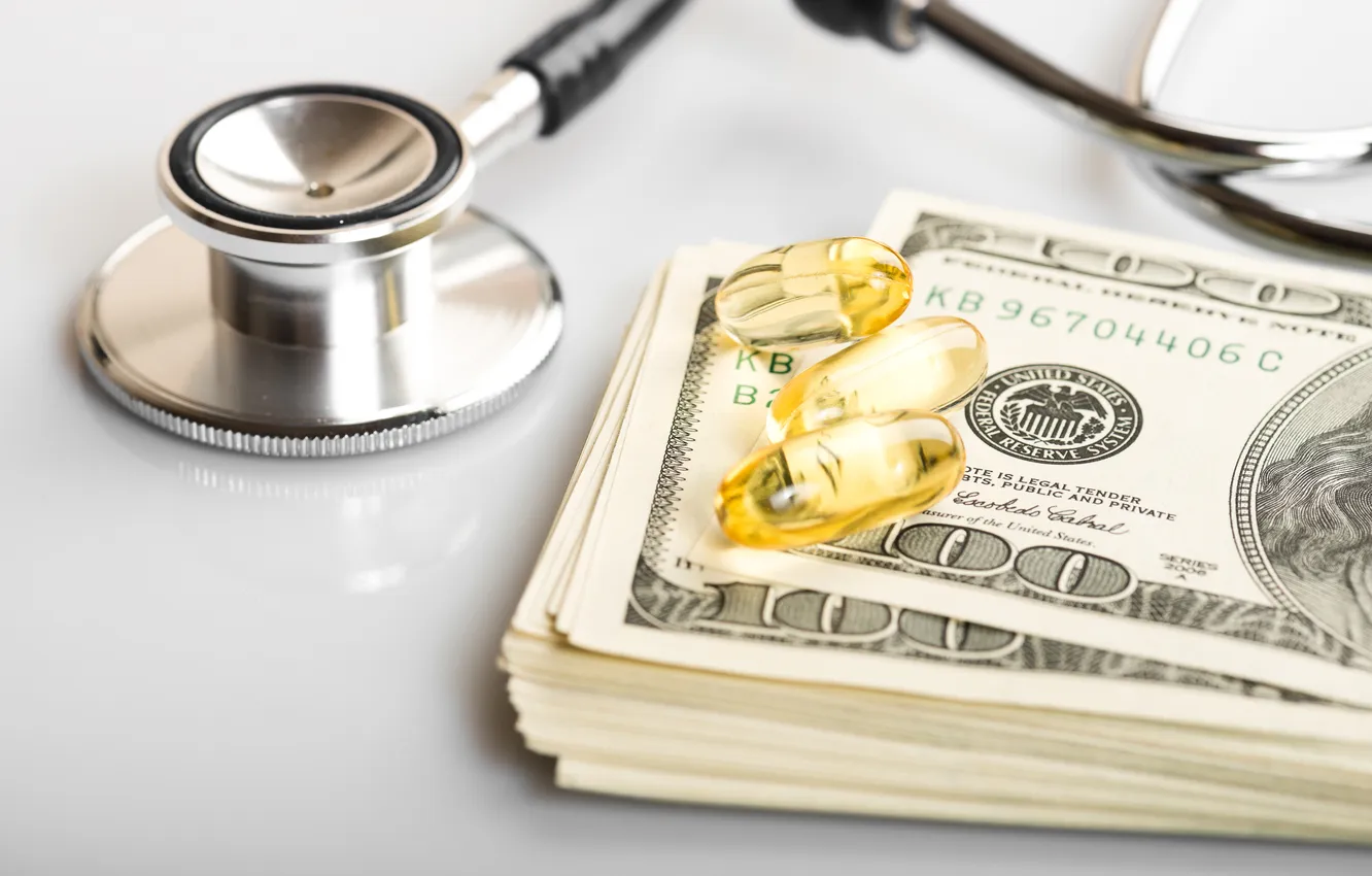 Photo wallpaper money, health, medicines, pharmaceutical industry