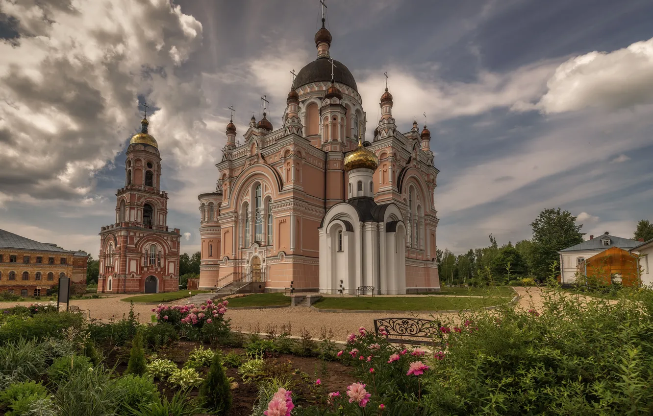 Photo wallpaper landscape, the city, temple, the monastery, Elena Guseva, Vyshny Volochek