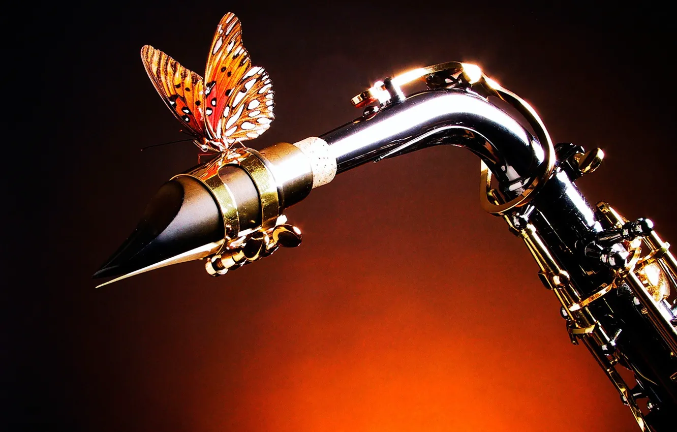 Photo wallpaper Butterfly, Wings, Saxophone