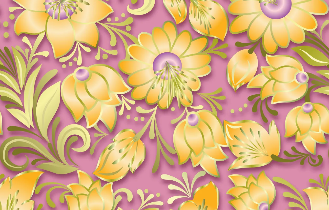 Photo wallpaper flowers, pattern, pattern, floral, seamless, seamless