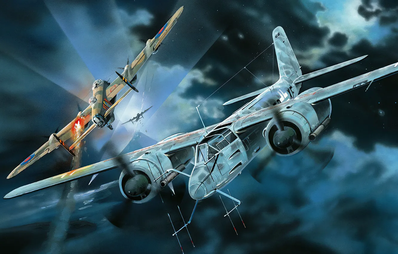 Photo wallpaper art, airplane, aviation, WW2, Ta-154