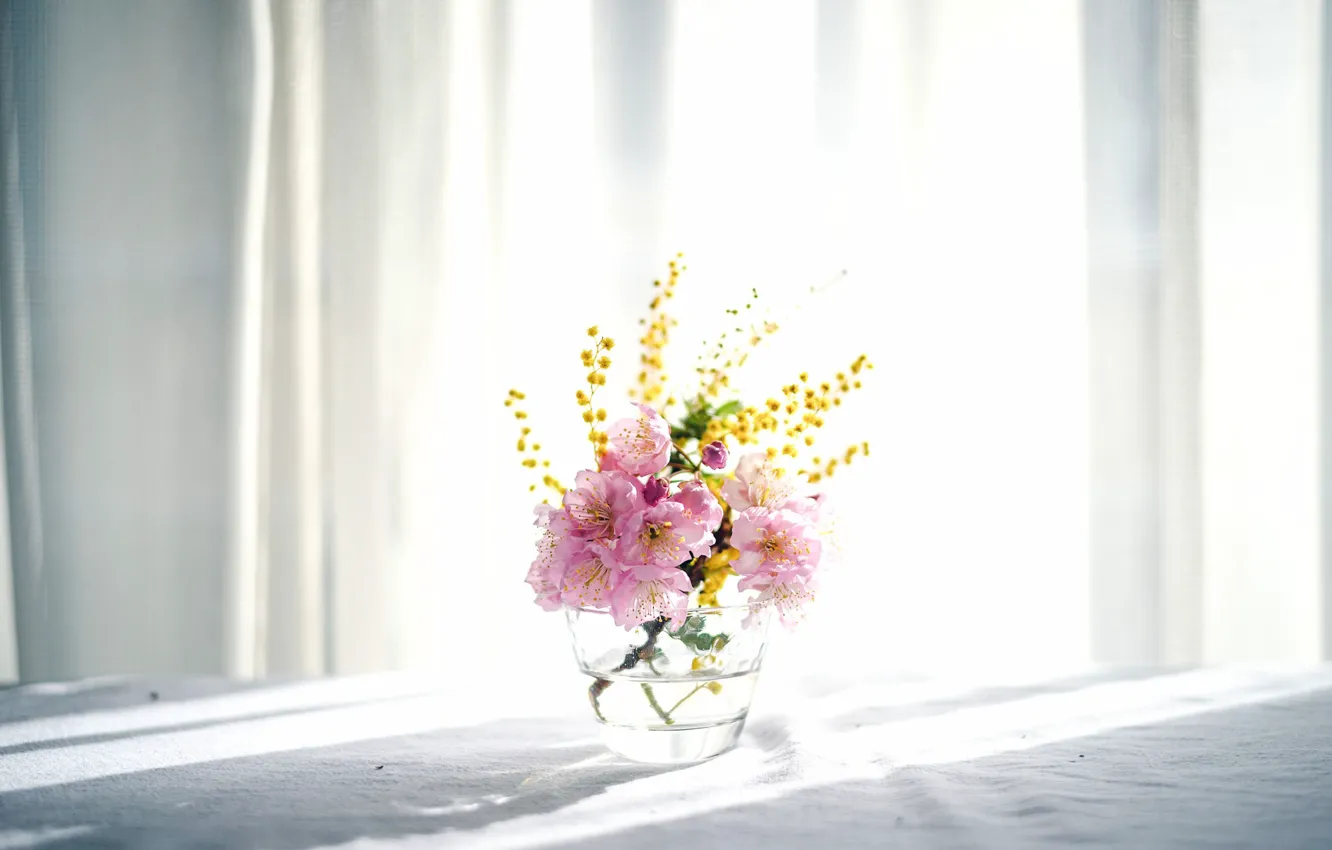 Photo wallpaper light, flowers, background