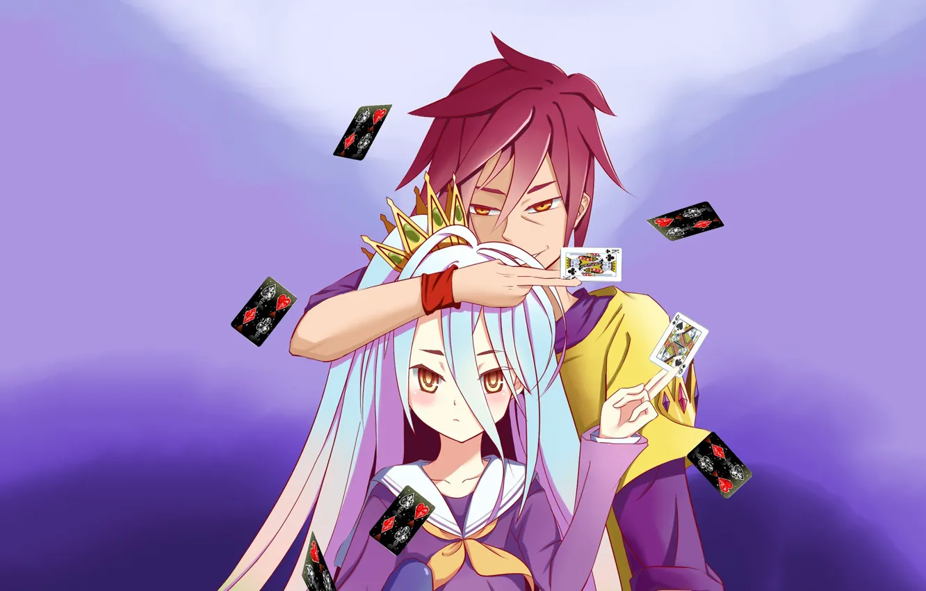 Photo wallpaper anime, art, girl, guy, two, No Game No Life, No Game No Life