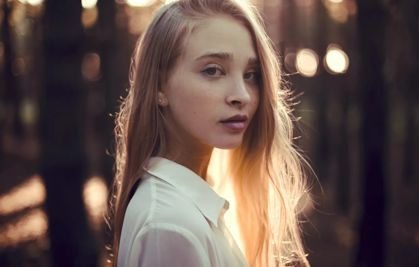 Photo wallpaper girl, hair, portrait, blonde