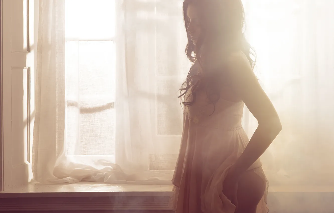 Photo wallpaper girl, light, window