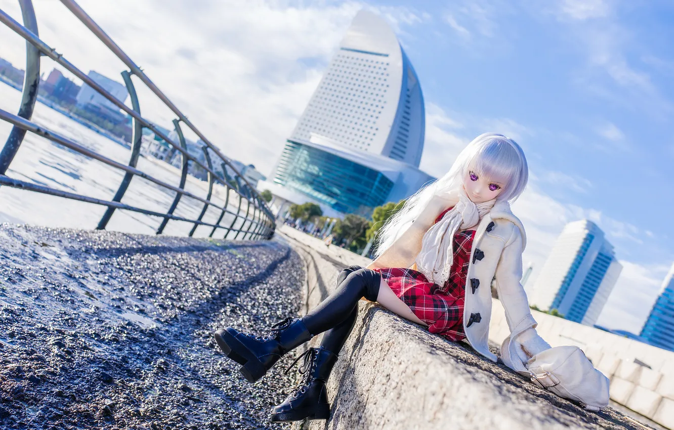 Photo wallpaper the city, toy, doll, blonde