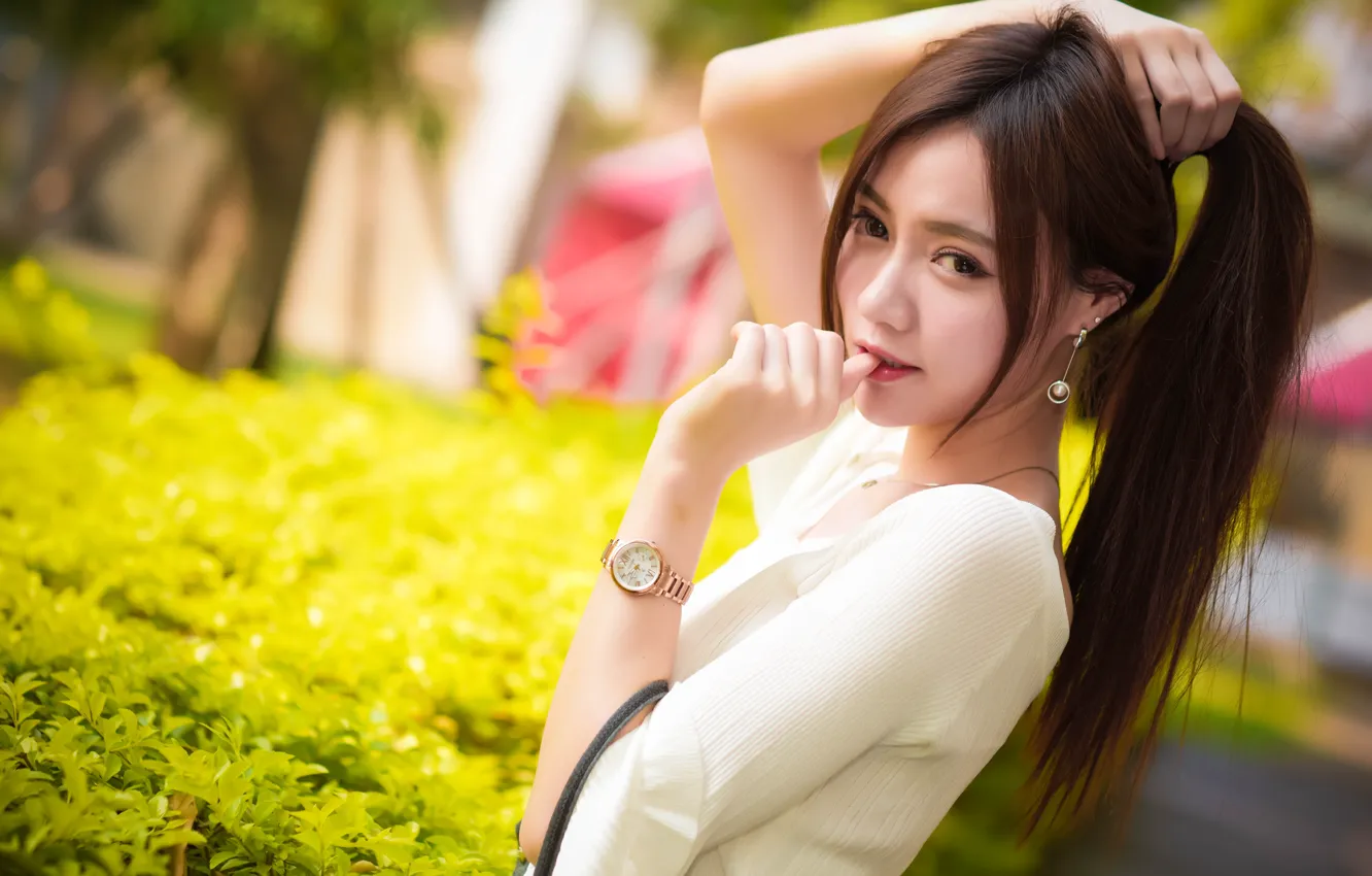 Photo wallpaper girl, face, background, sweetheart, hair