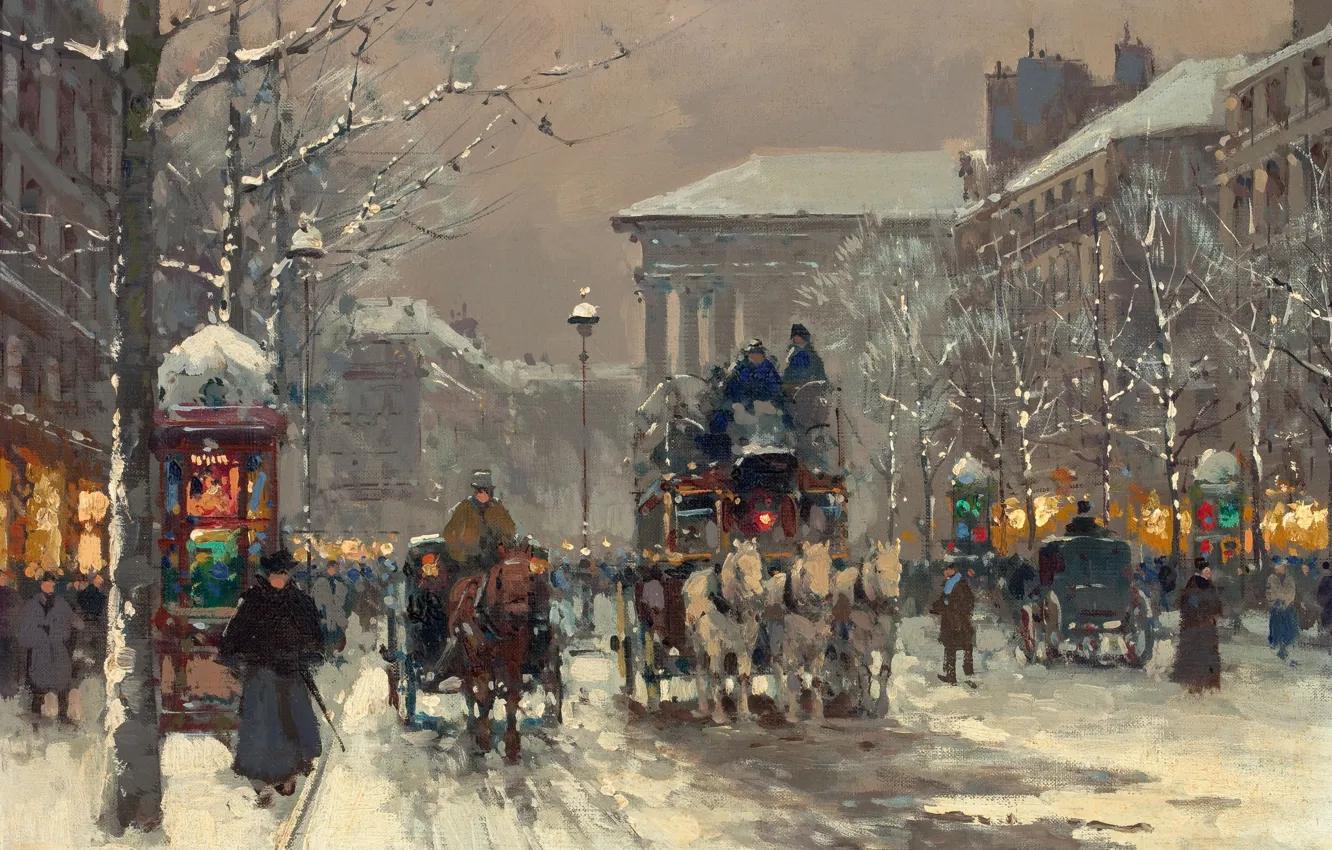 Photo wallpaper winter, Paris, winter scene in Paris 1930's, Edouard Cortes