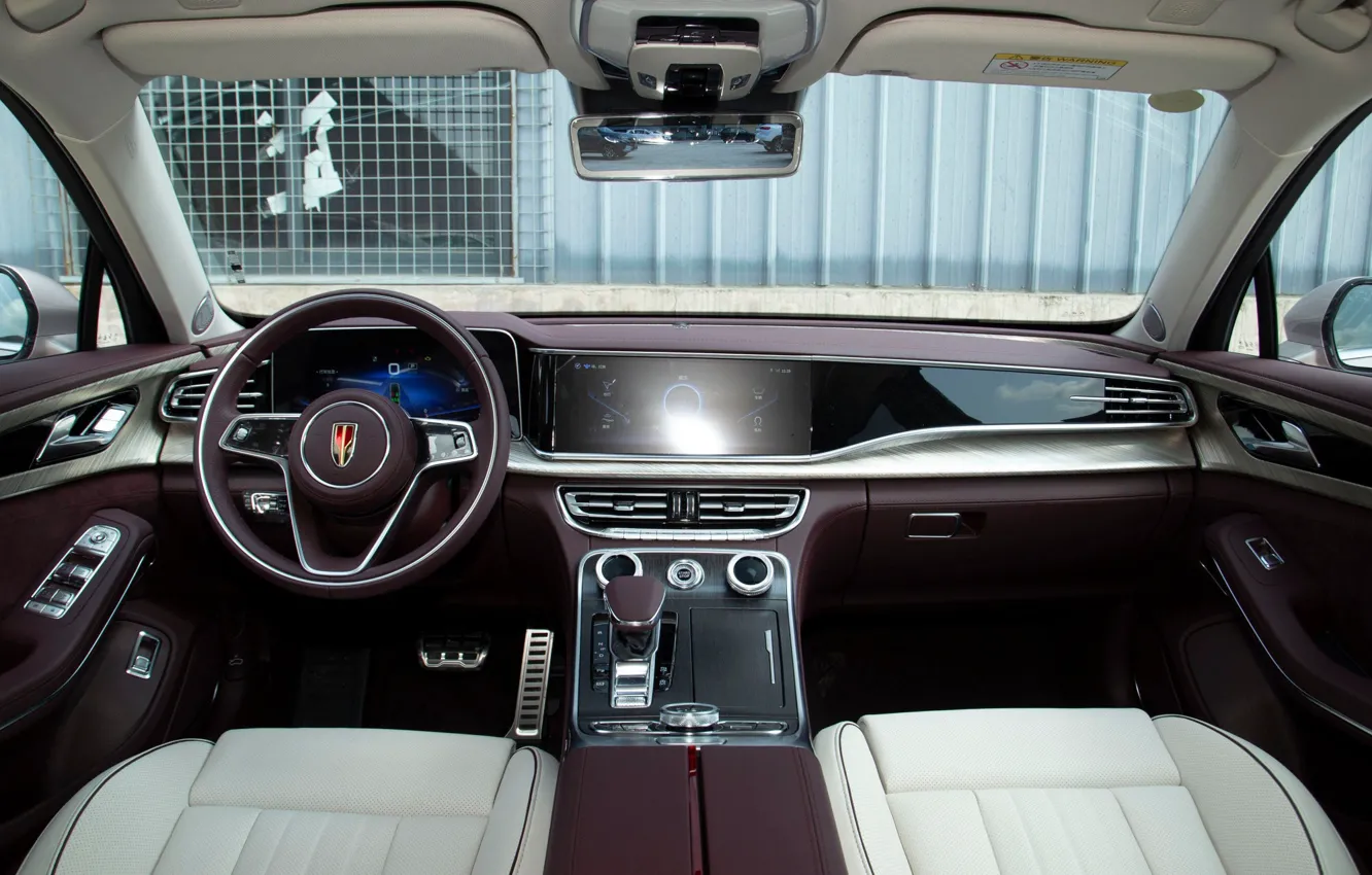 Photo wallpaper interior, sedan, display, the instrument panel, the interior of the car, HongQi H9